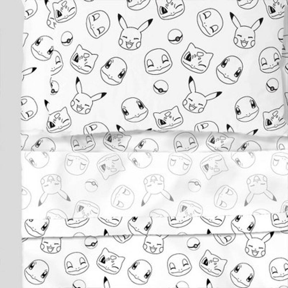 Pokémon Battle Club Shite / Black Twin Bed Sheet Bundle Pillow Case (0766)
